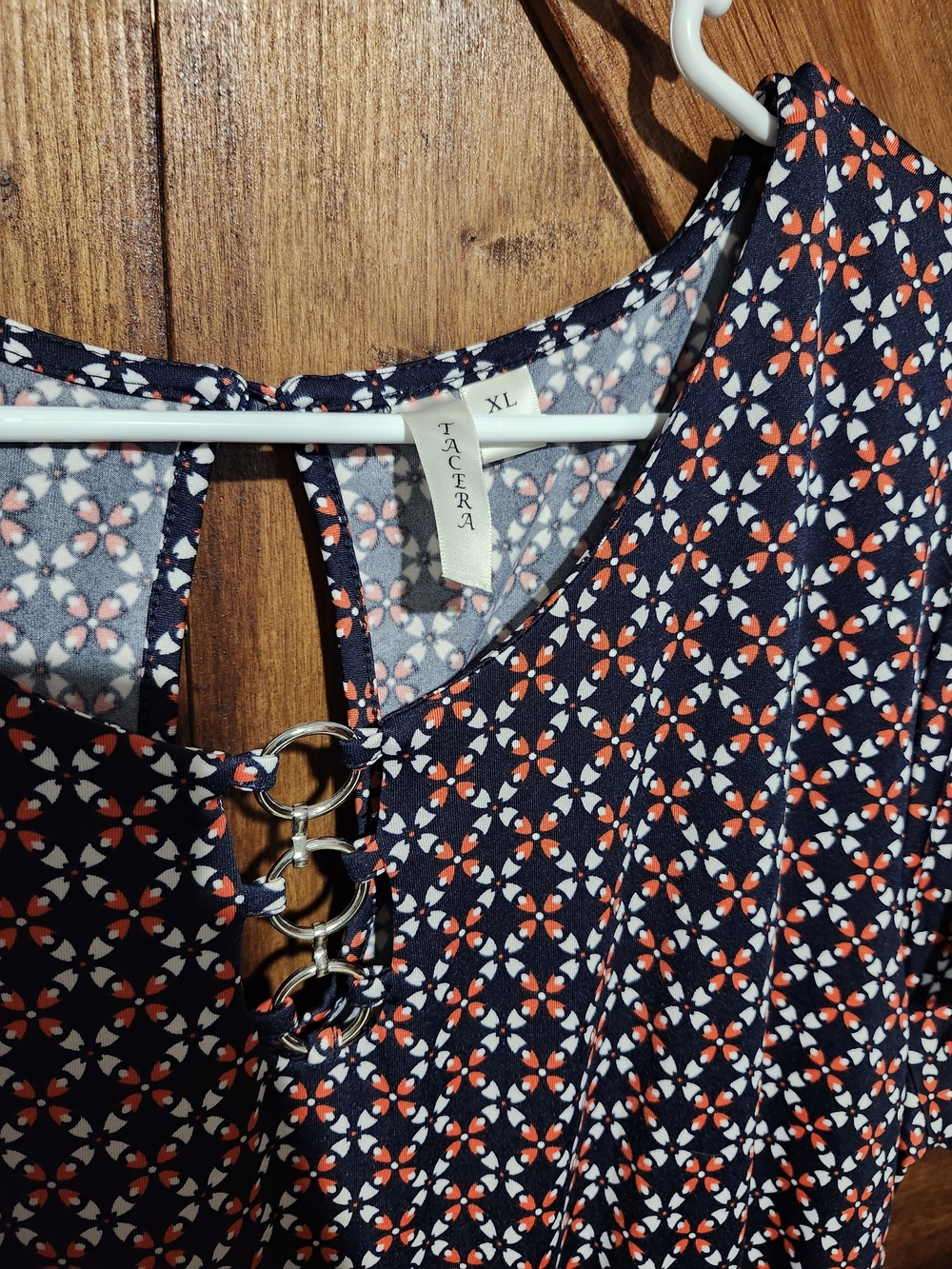 Tacera Navy and Coral Geometric Jumpsuit - Picture 3 of 3